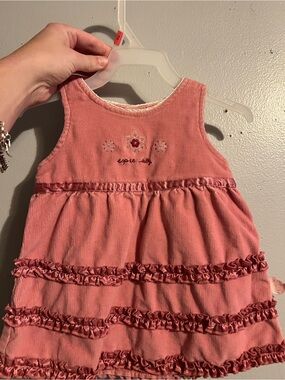 Pink Ruffled Corduroy Baby Dress